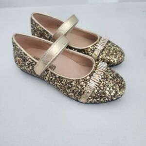 Moschino Toddler Girl Mary Jane Gold Shoes Size 25